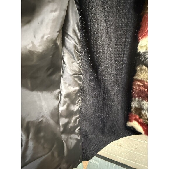 NWT JOSEPH A Longline Open Front Faux Fur Sleeveless Cardigan Womens M Chevron - Picture 8 of 15